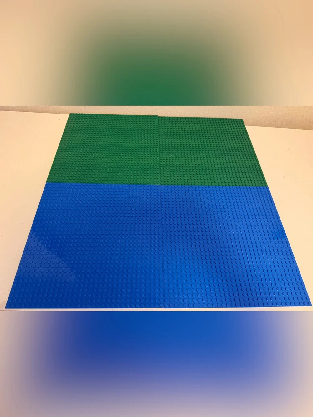 Lego Compatible Base Plates- 2 Blue & 2 green.
